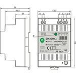 POS Teholähde DIN30W12 12VDC 2.5A 30W