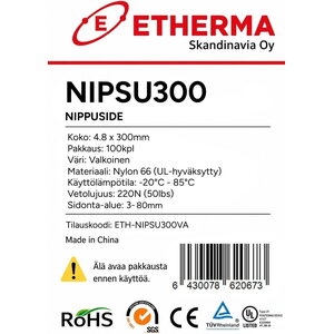 Nippuside NIPSU300, 4.8 x 300mm, Valkoinen