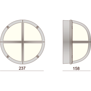 Defa LED-Katto/seinävalaisin Neptune 001 12W 4000K ristikolla (Alu) IP65