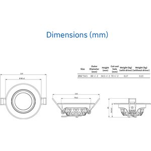 Tungsram Upotettu LED-kohdevalaisin 6W 550lm 6500K IP20