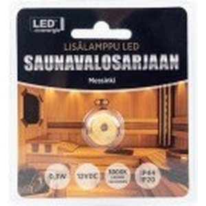 Led Energie LED lisälamppu 5m johdolla saunavalosarjaan, messinki (teflon)
