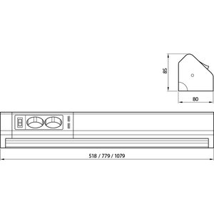 Elektra Työpistevalaisin LD8115 518MM 10W 4000K 2XSCHUKO JA 2XUSB