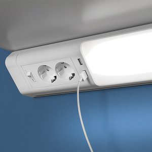 Elektra Työpistevalaisin LD8115 518MM 10W 4000K 2XSCHUKO JA 2XUSB