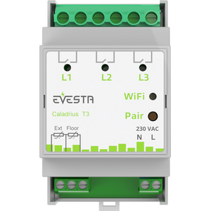 Evesta Caladrius T3 - WI-FI Ohjelmoitava pörssisähkö 3-vaihe termostaatti 3x16A