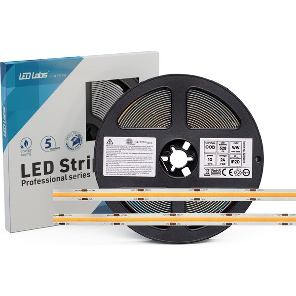 Lumines LED-nauha COB 24VDC, 3000K, 10W/m, IP20, 900lm/m, 5m