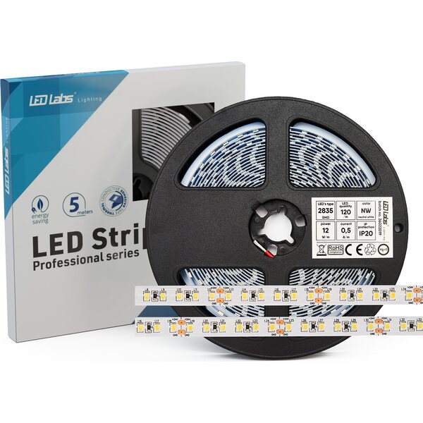 Lumines LED-nauha 24VDC, 3000K, 12W/m, IP20, 1280lm/m, 5m